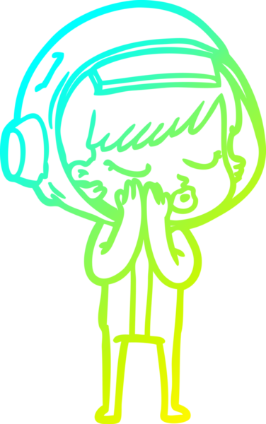 Bir çizgi film karakteri çizen soğuk gradyan bir insan tarafından çizilmiş güzel astronot kız.