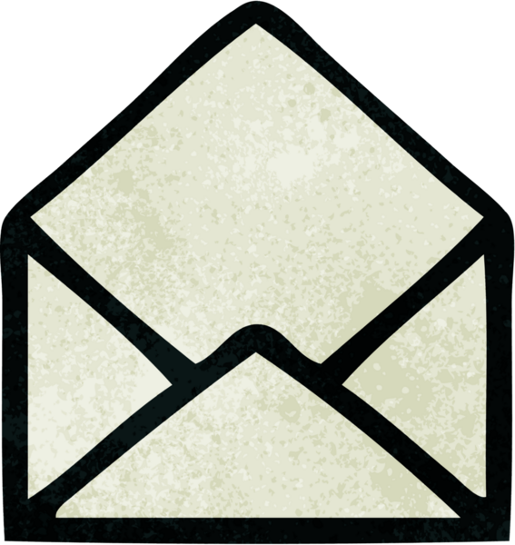 Bir insan tarafından çizilmiş kağıt zarfın retro grunge desen karikatürü.