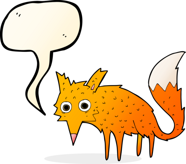 Bir insan tarafından çizilmiş komik bir çizgi film tilkisi.