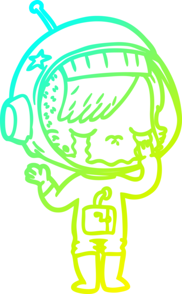 Bir insan tarafından çizilmiş ağlayan astronot bir kızın soğuk gradyan çizimi