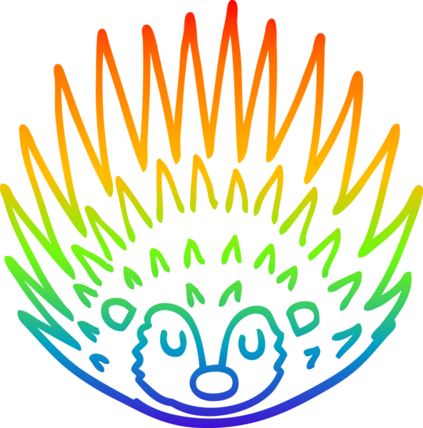 gökkuşağı gradyan çizgi çizimi Bir insan tarafından çizilmiş dikenli kirpi