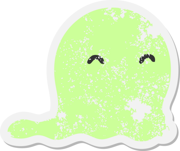 Bir insan tarafından çizilmiş hayalet yüzen grunge çıkartması.