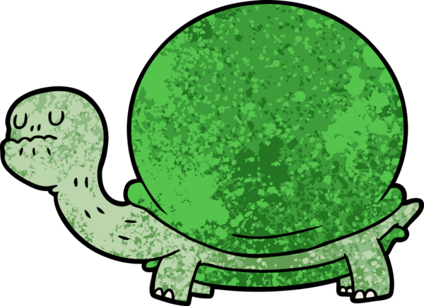 Bir insan tarafından çizilmiş karikatür kaplumbağası.