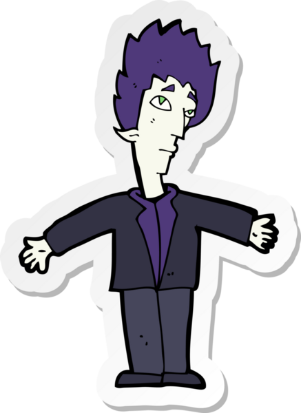 Bir insan tarafından çizilmiş bir vampir adamın çıkartması.