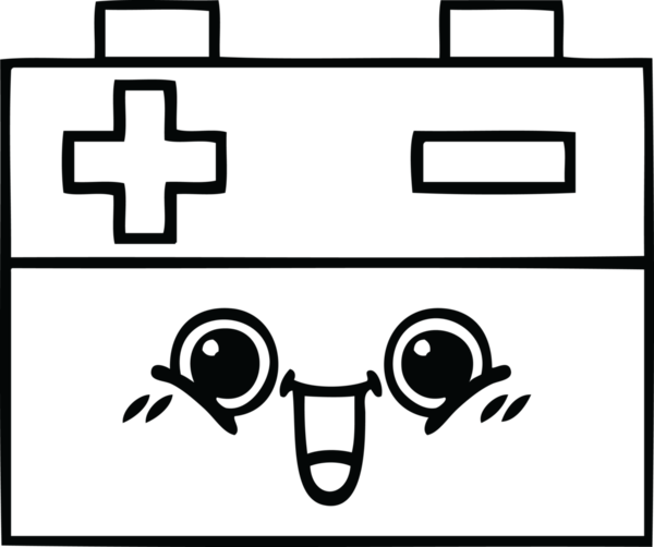 Bir insan tarafından çizilmiş araba aküsünün çizgi çizimi