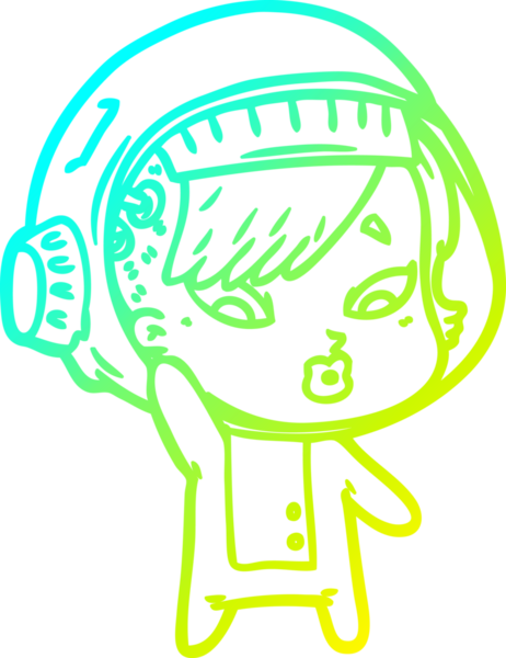 Bir insan tarafından çizilmiş soğuk gradyan çizgili astronot kadın çizimi.