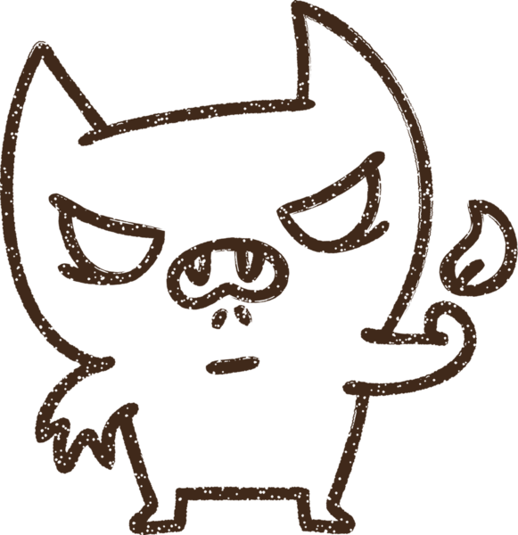 Bir insan tarafından çizilmiş küçük şeytan kömürü.