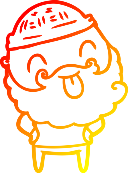 Sakallı bir adamın insan tarafından çizilmiş sıcak bir çizgi çizimi.