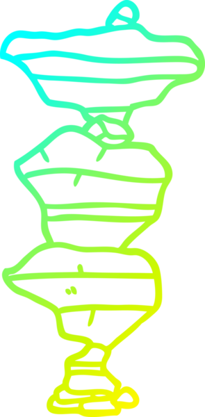 Bir insan tarafından çizilmiş karikatür kayalarının soğuk gradyan çizgileri.