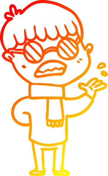 Bir insan tarafından çizilmiş gözlük takan çizgi film çocuğu çizimi.