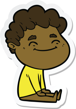 Bir insan tarafından çizilmiş, karikatür dostu bir adamın çıkartması.