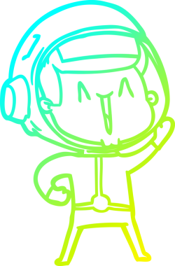 Bir insan tarafından çizilmiş mutlu bir astronotun soğuk gradyan çizimi.