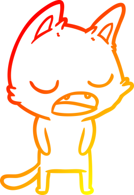 Bir insan tarafından çizilen konuşan kedi çizgi filminin sıcak gradyan çizimi