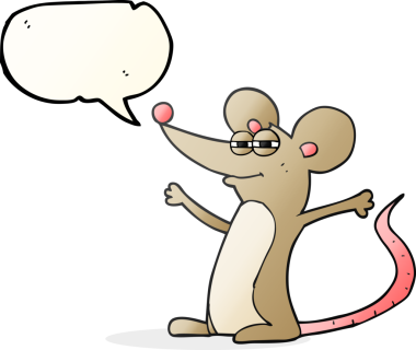 Bir insan tarafından çizilmiş serbest konuşma balonu çizgi film faresi