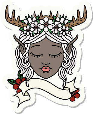 Bir insan tarafından çizilmiş bir Elf Druid karakterinin çıkartması.