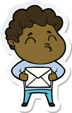 Bir insan tarafından çizilmiş karikatür adamın çıkartması.