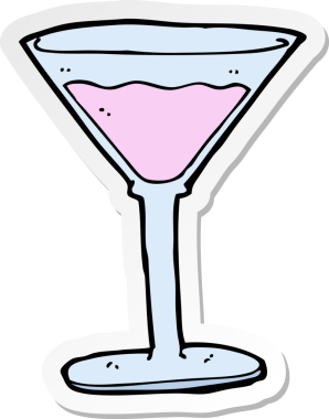 Bir insan tarafından çizilmiş karikatür kokteyle ait etiket.