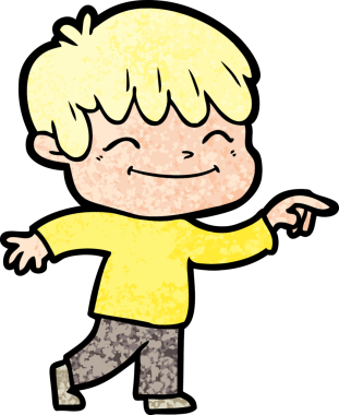 Bir insan tarafından çizilmiş mutlu çocuk çizgi filmi.