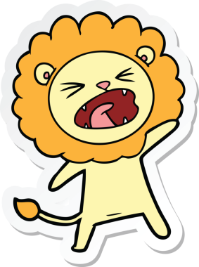 Bir insan tarafından çizilmiş karikatür aslanının çıkartması.