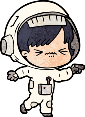 Bir insan tarafından çizilmiş astronot kadın.