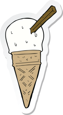 Bir insan tarafından çizilmiş karikatür dondurma etiketi.