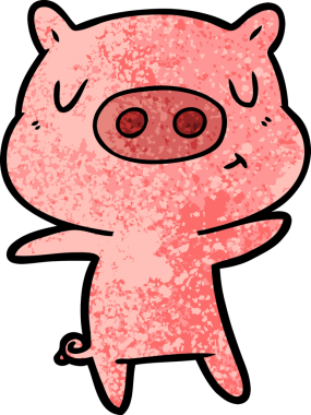 Bir insan tarafından çizilmiş çizgi film içerikli domuz.