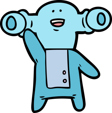 Bir insan tarafından çizilmiş dost canlısı uzaylı çizgi filmi.