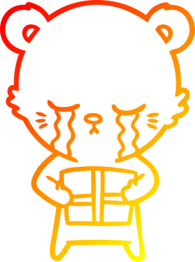 Bir insan tarafından çizilmiş, ağlayan çizgi film ayısının sıcak çizgi çizimi