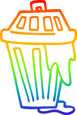 gökkuşağı gradyan çizgi çizimi bir insan tarafından çizilmiş bir çöp kutusu