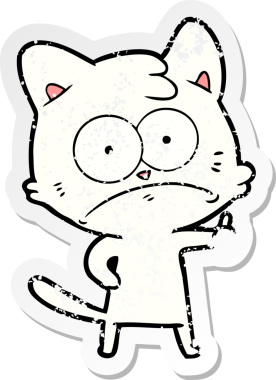 Bir insan tarafından çizilmiş gergin bir kedinin sıkıntılı çıkartması.