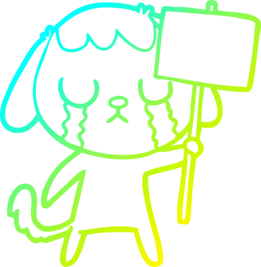 Bir insan tarafından çizilmiş şirin bir çizgi köpeğin soğuk gradyan çizgisi.