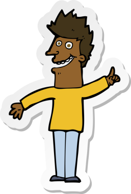 Bir insan tarafından çizilmiş mutlu bir adamın çıkartması.