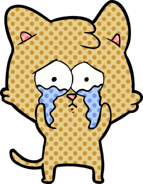 Bir insan tarafından çizilmiş ağlayan kedi çizgi filmi.