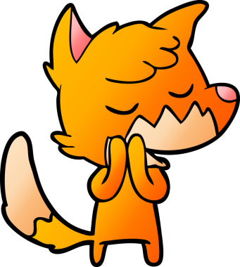 Bir insan tarafından çizilmiş dost canlısı çizgi film tilkisi