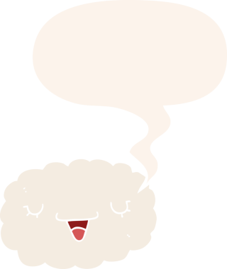 bir insan tarafından çizilmiş retro tarzı konuşma baloncuklu çizgi film bulutu