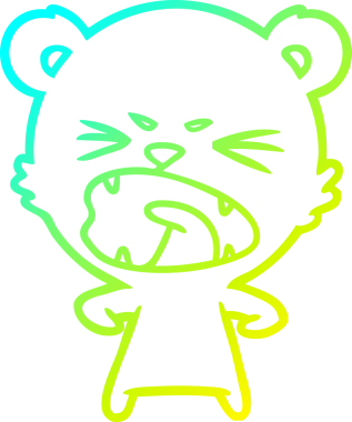 Bir insan tarafından çizilen kızgın çizgi film ayısının soğuk gradyan çizgisi.