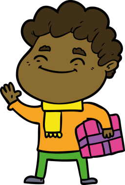 Bir insan tarafından çizilmiş çizgi film dostu bir adam.