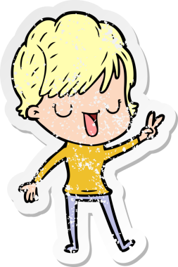 Bir insan tarafından çizilmiş karikatür kadının sıkıntılı çıkartması.