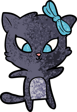 Bir insan tarafından çizilmiş çizgi film kedisi.