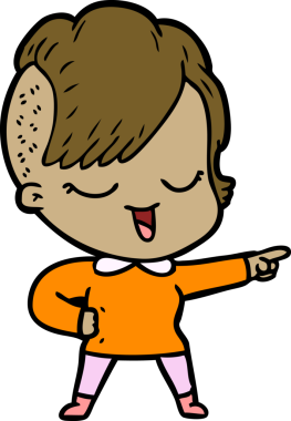 Bir insan tarafından çizilmiş mutlu çizgi film kızı.