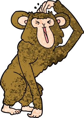 Bir insan tarafından çizilmiş şempanze kafası.