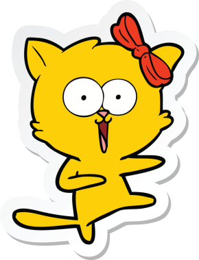 Bir insan tarafından çizilmiş çizgi film kedisinin çıkartması.