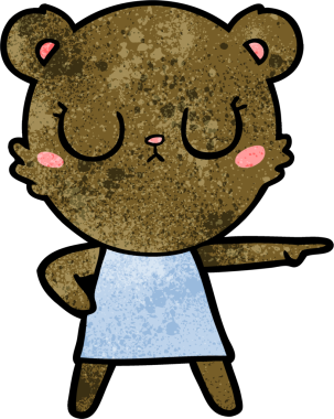 Bir insan tarafından çizilmiş, barışçıl bir çizgi film ayısı.