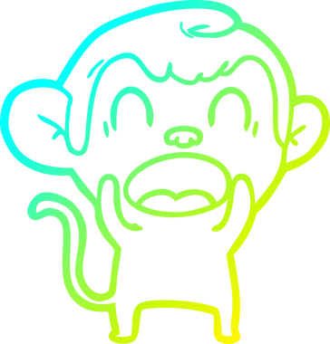 Bir insan tarafından çizilmiş bağıran çizgi film maymunu çizimi.