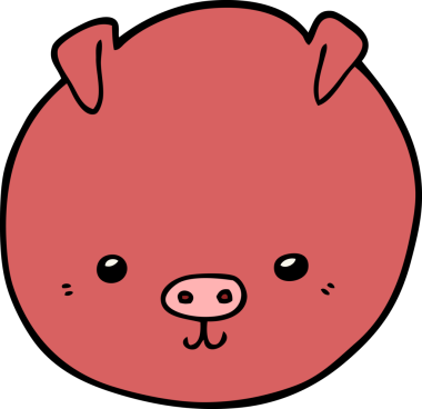 Bir insan tarafından çizilmiş çizgi film domuzu.