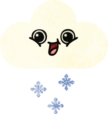 Bir insan tarafından çizilmiş bir kar bulutunun retro çizim tarzı karikatürü