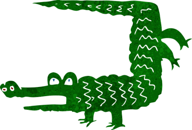 Bir insan tarafından çizilmiş timsah çizgi filmi.