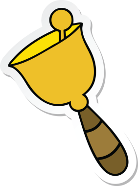 Bir insan tarafından çizilmiş sevimli bir karikatür zili çıkartması.