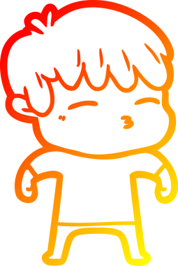 Bir insan tarafından çizilmiş, çizgi film karakteri meraklı bir çocuk çizimi.