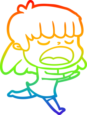 Gökkuşağı gradyan çizgi çizimi Bir insan tarafından yüksek sesle çizilen bir kadın karikatürü